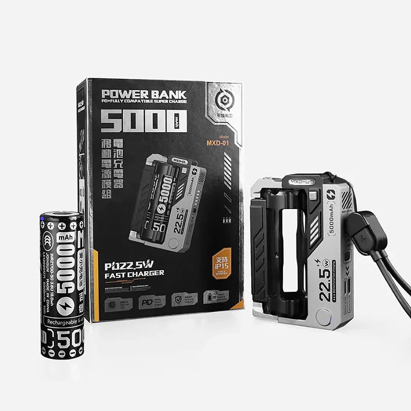 Portable Magazin Power Bank with Replaceable Battery – 22.5W Fast Charging, Type C
