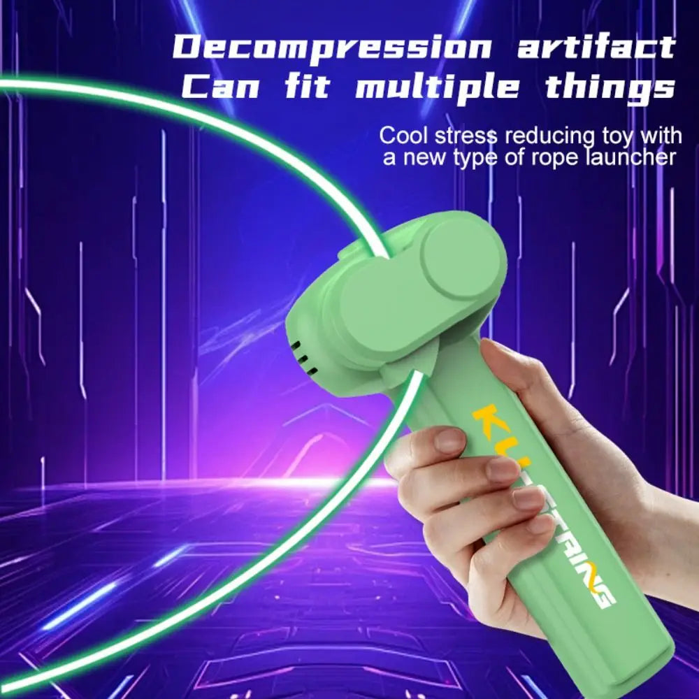 High Speed Glow-in-the-Dark Rope Launcher Fidget Toy Electric Luminous Rope Lasso with Color Light Launcher Loop Kid Adult