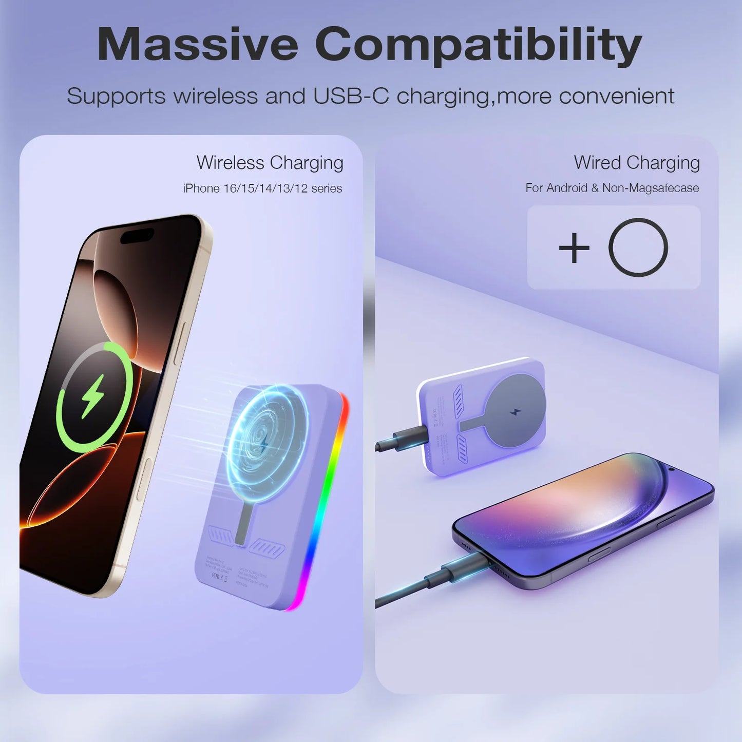 Magnetic Phone Fill Light – Wireless Charging & RGB Glow