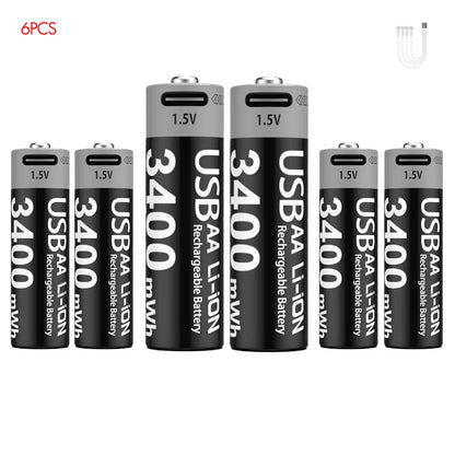 MATOV Li-ion AAA and AA Rechargeable Batteries USB Lithium-ion 3400mWh 1.5V AA Rechargeable Batteries+1100mWh 1.5V AAA Battery