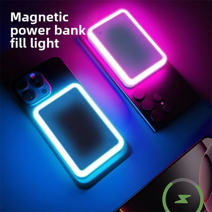 Magnetic Phone Fill Light – Wireless Charging & RGB Glow